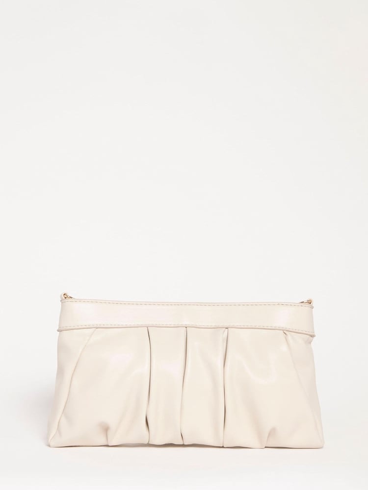 JD Williams Cream Ruched Clutch Bag - Image 2 of 4