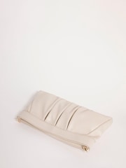 JD Williams Cream Ruched Clutch Bag - Image 3 of 4