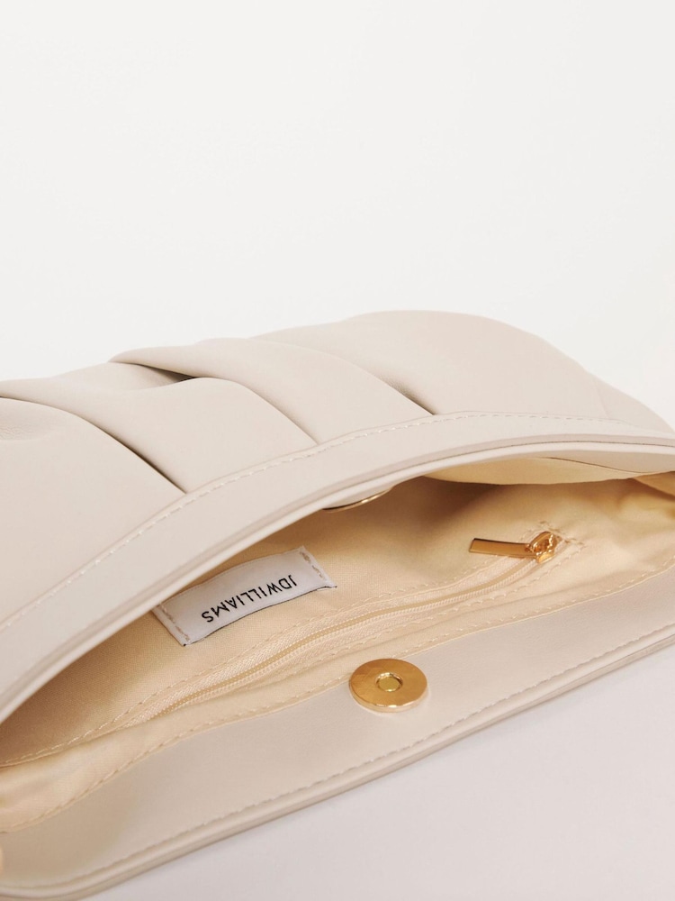 JD Williams Cream Ruched Clutch Bag - Image 4 of 4
