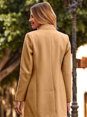 Sosandar Natural Faux Wool Notch Neck Coat - Image 2 of 5