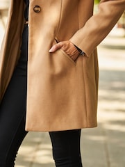 Sosandar Natural Faux Wool Notch Neck Coat - Image 4 of 5