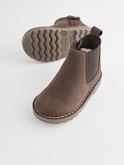Marrón chocolate - Botas Chelsea de cuero con forro cálido - Imagen 3 de 6