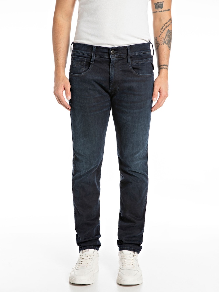Replay Dark Blue Hyperflex Eco Plus Slim Fit Anbass Jeans - Image 1 of 3