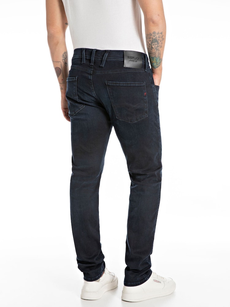 Replay Dark Blue Hyperflex Eco Plus Slim Fit Anbass Jeans - Image 2 of 3