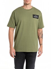 Replay Green Uprising Army Slogan Printed 100% Cotton T-Shirt - Image 1 of 2