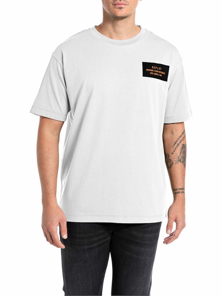 Replay White Uprising Army Slogan Printed 100% Cotton T-Shirt - Image 1 of 2