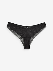 Black Extra High Leg Smoothing No VPL Lace Knickers - Image 4 of 4
