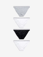 White/Black/Grey High Leg Logo Knickers 4 Pack - Image 1 of 10
