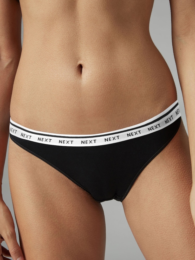 White/Black/Grey High Leg Logo Knickers 4 Pack - Image 5 of 10