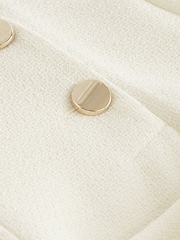 Creme - Premium Hose mit weitem Bein und Knopfdetail - Bild 6 von 6