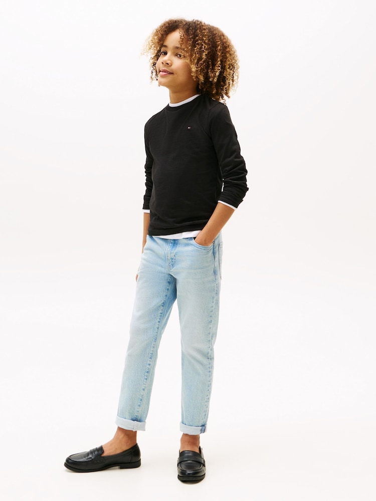 Czarny - Tommy Hilfiger Basic Long Sleeve Top - Image 3 of 6