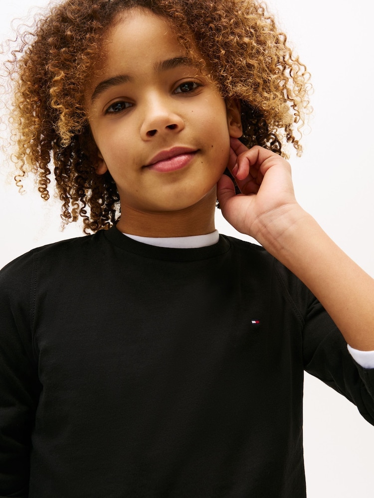 Czarny - Tommy Hilfiger Basic Long Sleeve Top - Image 4 of 6