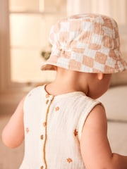 Neutral Checkerboard Baby Bucket Hat (0mths-2yrs) - Image 2 of 4