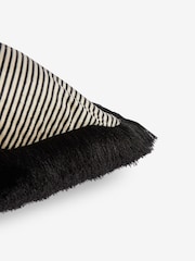 Rockett St George Sand Stripe Velvet Fringe Feather Filled Cushion - Image 5 of 5