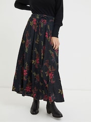 FatFace Black Amelie Floral Midi Skirt - Image 1 of 6