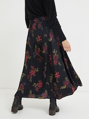 FatFace Black Amelie Floral Midi Skirt - Image 2 of 6