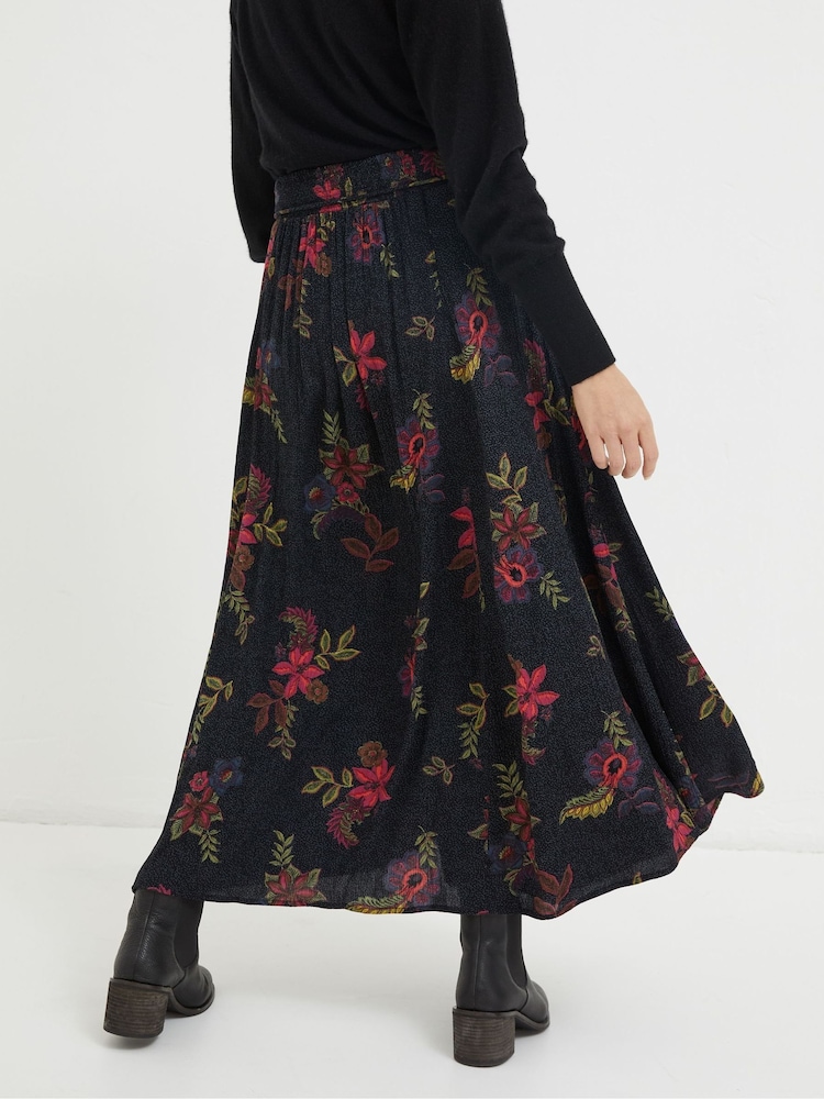 FatFace Black Amelie Floral Midi Skirt - Image 2 of 6