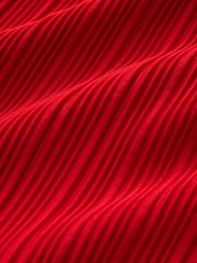 Red Long Sleeve Plissé Jumpsuit - Image 6 of 6