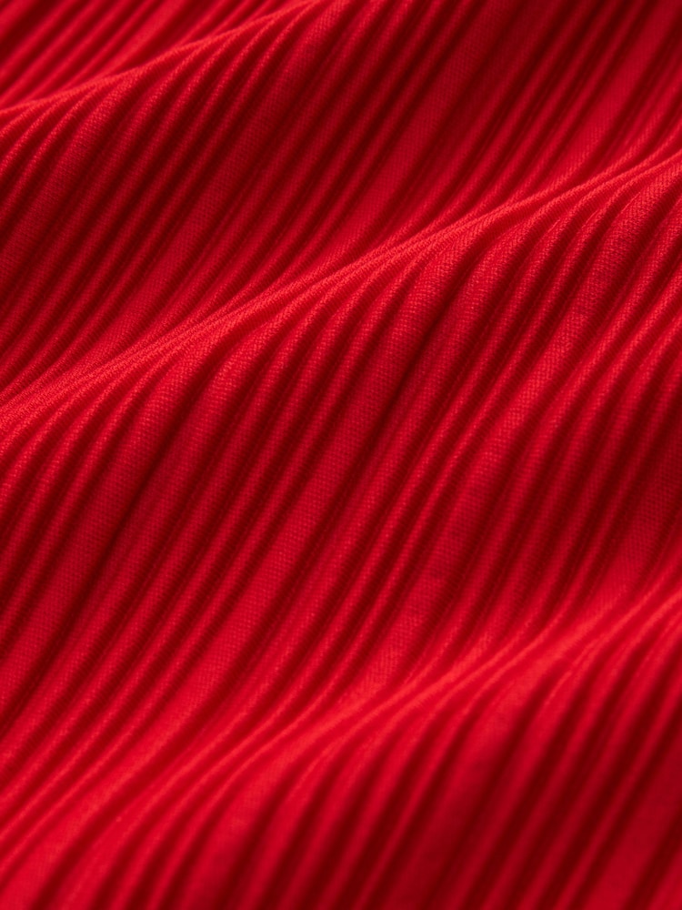 Red Long Sleeve Plissé Jumpsuit - Image 6 of 6