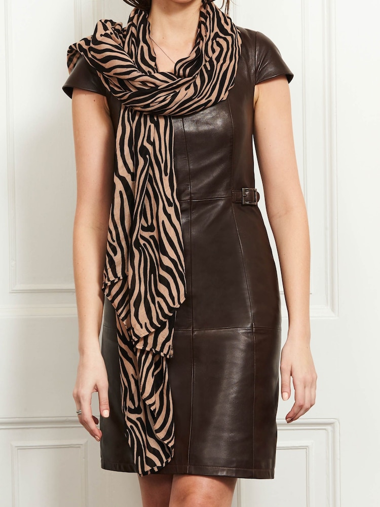 Sosandar Cream Zebra Print Scarf - Image 1 of 5