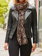 Sosandar Cream Zebra Print Scarf - Image 4 of 5