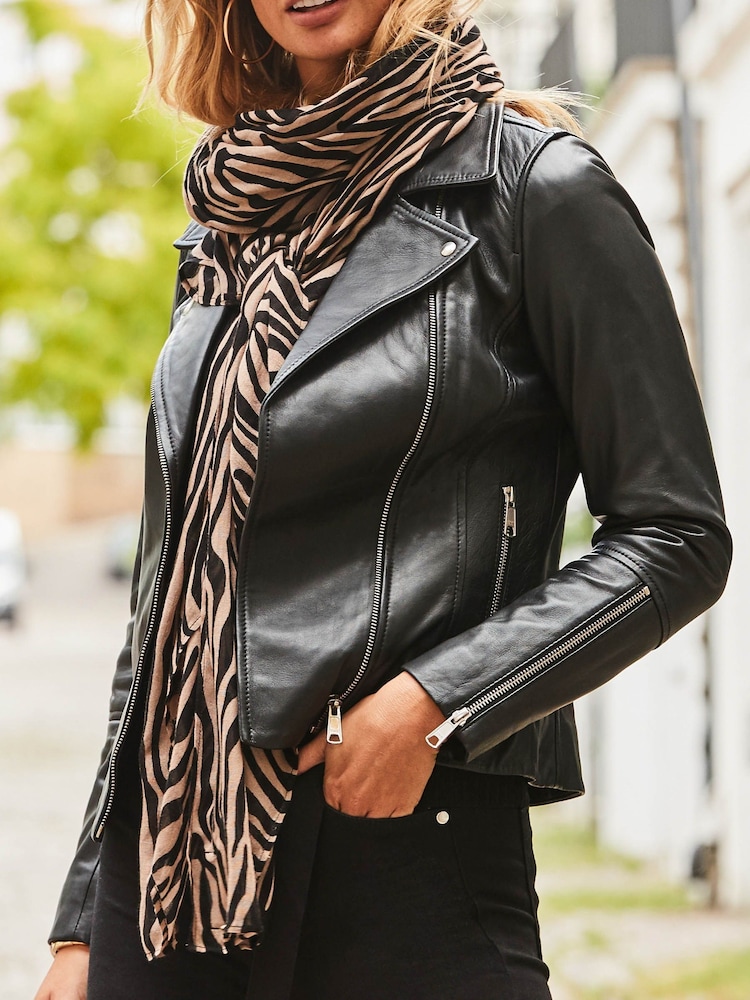 Sosandar Cream Zebra Print Scarf - Image 5 of 5