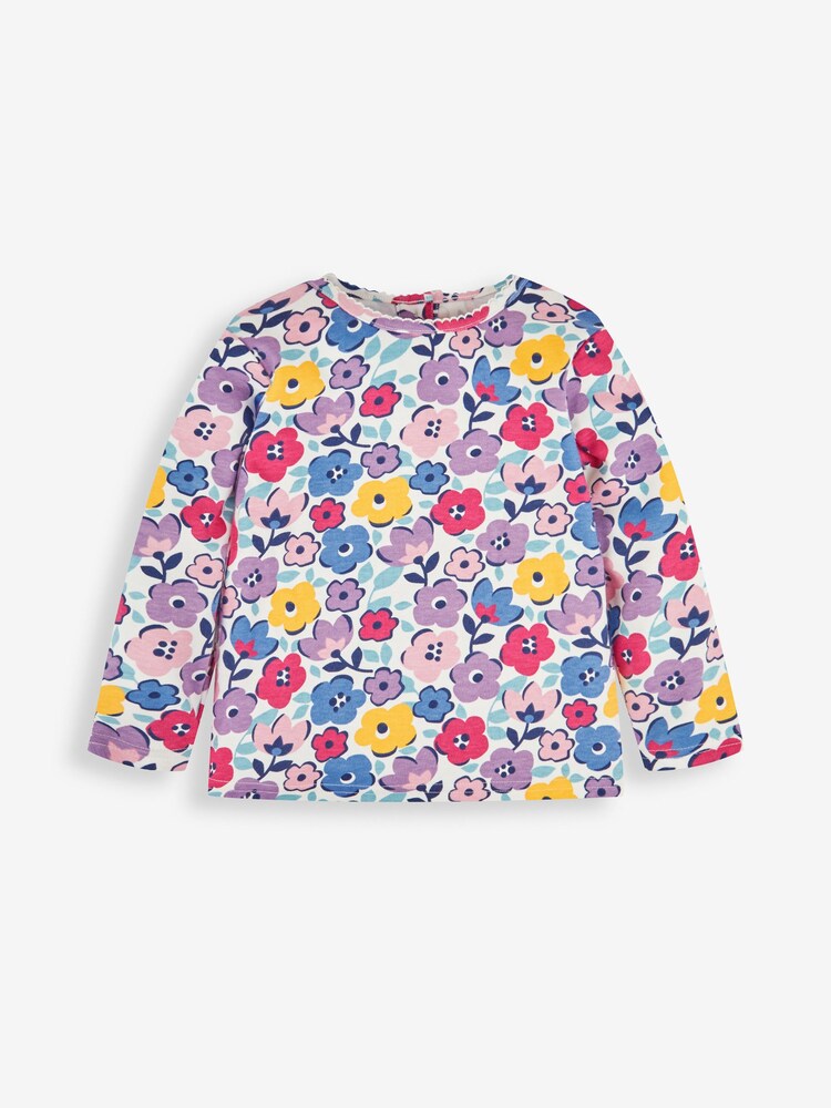 JoJo Maman Bébé Raspberry Pink Dino Girls' 2-Piece Appliqué Pinafore Dress & Top Set - Image 2 of 6