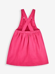 JoJo Maman Bébé Raspberry Pink Dino Girls' 2-Piece Appliqué Pinafore Dress & Top Set - Image 4 of 6