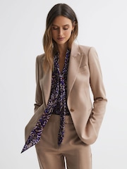 Reiss Blue Tora Animal Print Necktie Blouse - Image 1 of 5