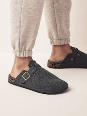 Grey Felt Buckle Mule Slippers - Image 1 of 6