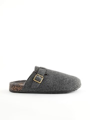 Grey Felt Buckle Mule Slippers - Image 2 of 6