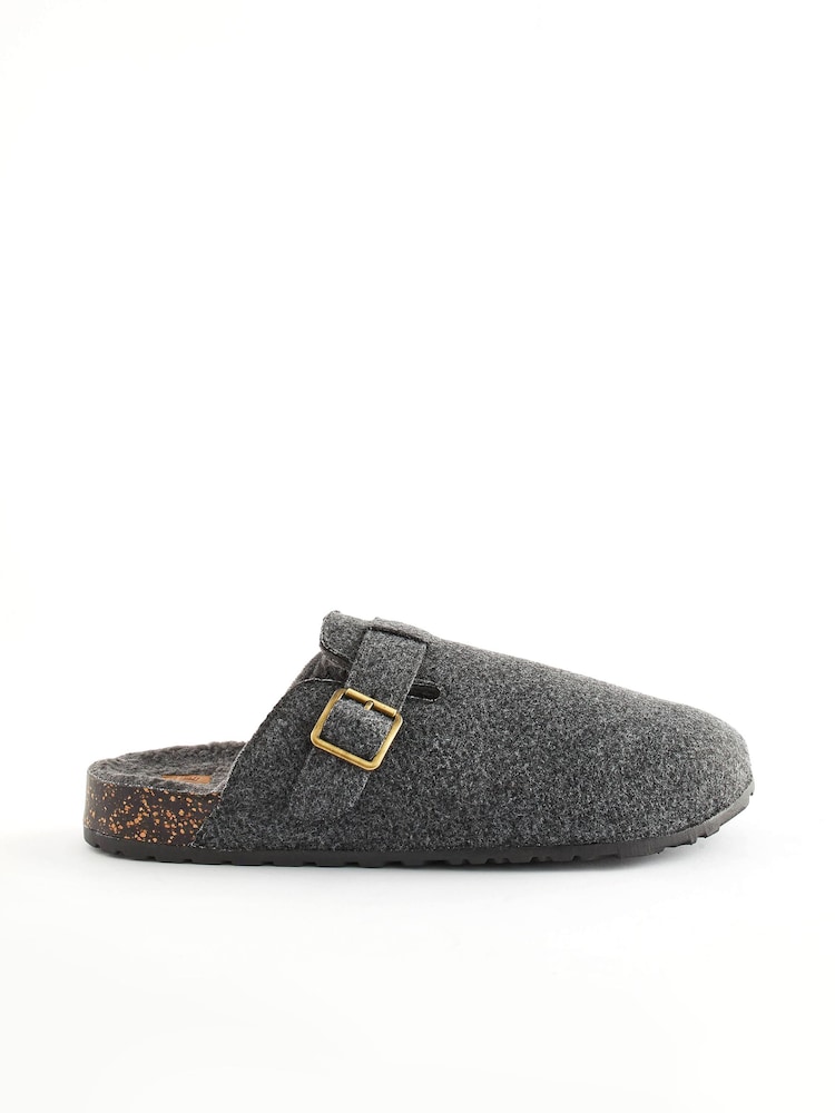 Grey Felt Buckle Mule Slippers - Image 2 of 6