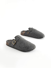 Grey Felt Buckle Mule Slippers - Image 3 of 6