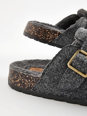 Grey Felt Buckle Mule Slippers - Image 4 of 6