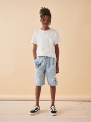 Bleu clair - Short en jean graffiti (3-16 ans) - Image 2 of 7
