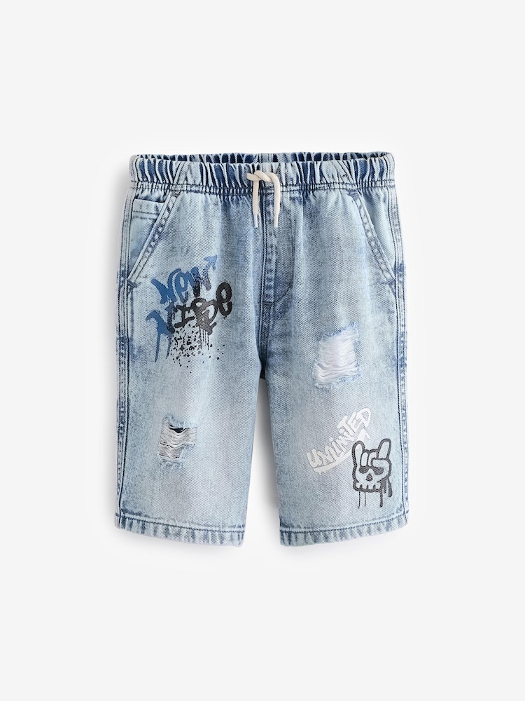 Bleu clair - Short en jean graffiti (3-16 ans) - Image 6 of 7