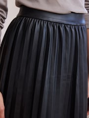 Black PU Pleated Midi Skirt - Image 4 of 6
