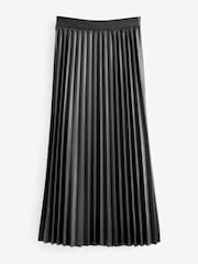 Black PU Pleated Midi Skirt - Image 5 of 6