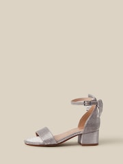Monsoon Silver Open-Toe Bow Metallic Block Heel Sandals - Image 2 of 3