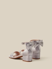 Monsoon Silver Open-Toe Bow Metallic Block Heel Sandals - Image 3 of 3