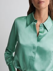 Reiss Aqua Haley Silk Shirt - Image 4 of 5