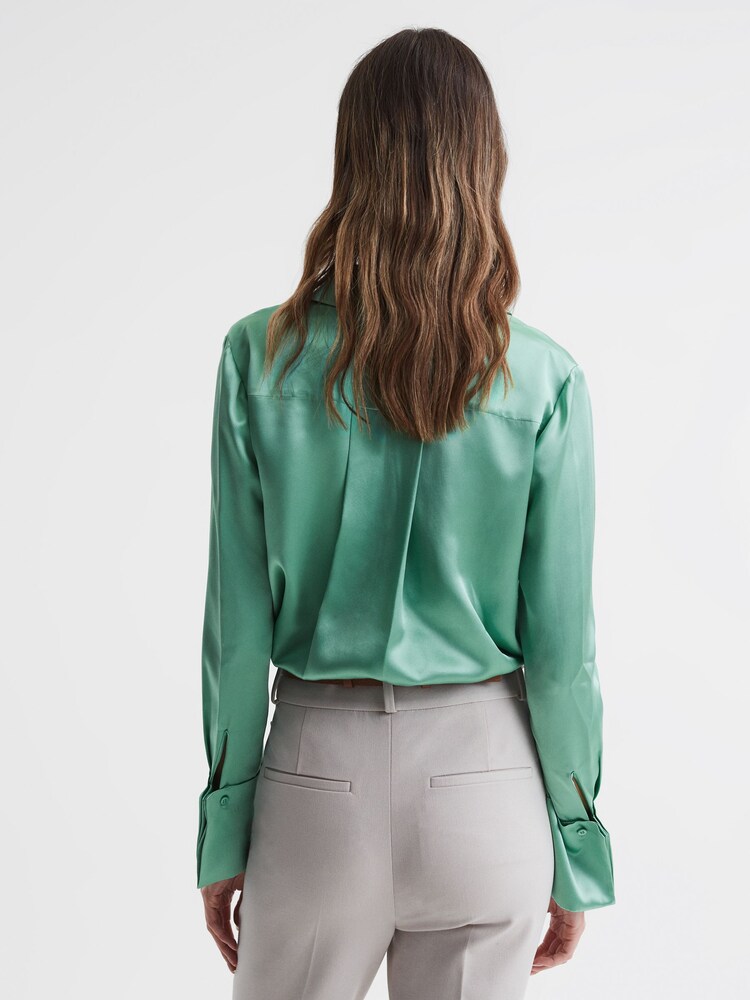 Reiss Aqua Haley Silk Shirt - Image 5 of 5 Reiss Aqua Haley Silk Shirt - Image 5 of 5