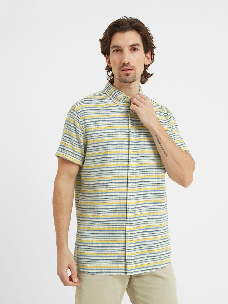 Tog 24 Blue Harold Short Sleeve 100% Cotton Stripe Shirt - Image 1 of 7