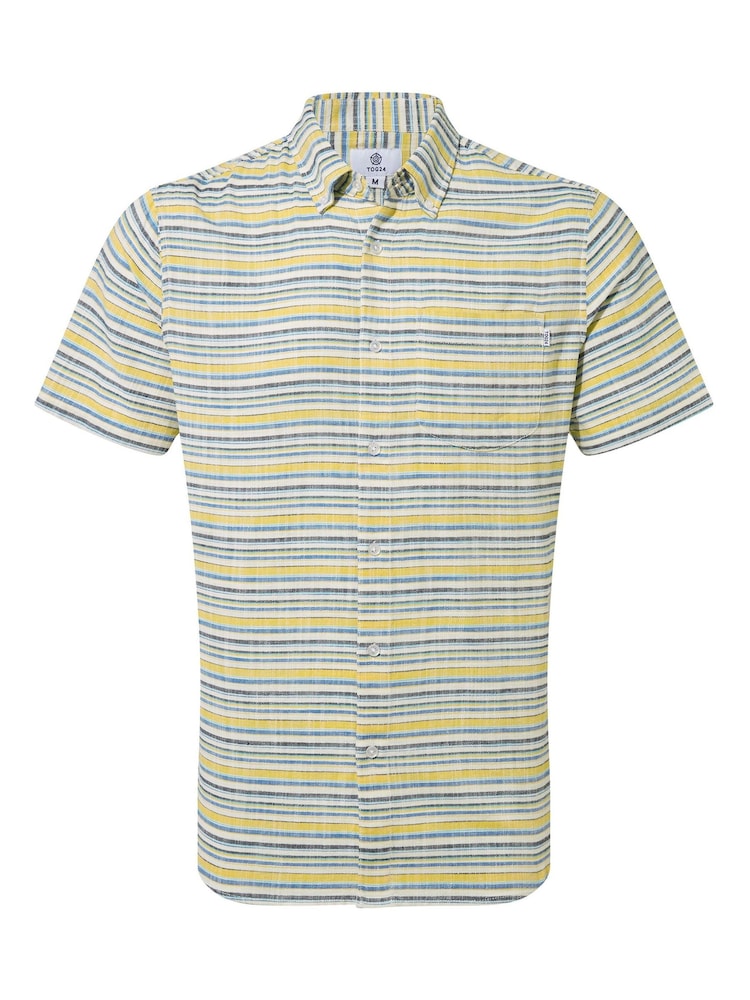 Tog 24 Blue Harold Short Sleeve 100% Cotton Stripe Shirt - Image 7 of 7