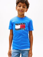Azul - Camiseta de cuello redondo de punto ondulado con la bandera de Tommy Hilfiger - Imagen 1 de 4