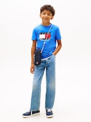 Azul - Camiseta de cuello redondo de punto ondulado con la bandera de Tommy Hilfiger - Imagen 3 de 4