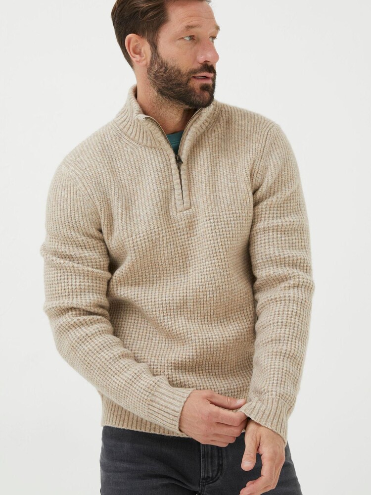 FatFace Natural Calder Half Neck Jumper - Image 2 of 6 FatFace Natural Calder Half Neck Jumper - Image 2 of 6