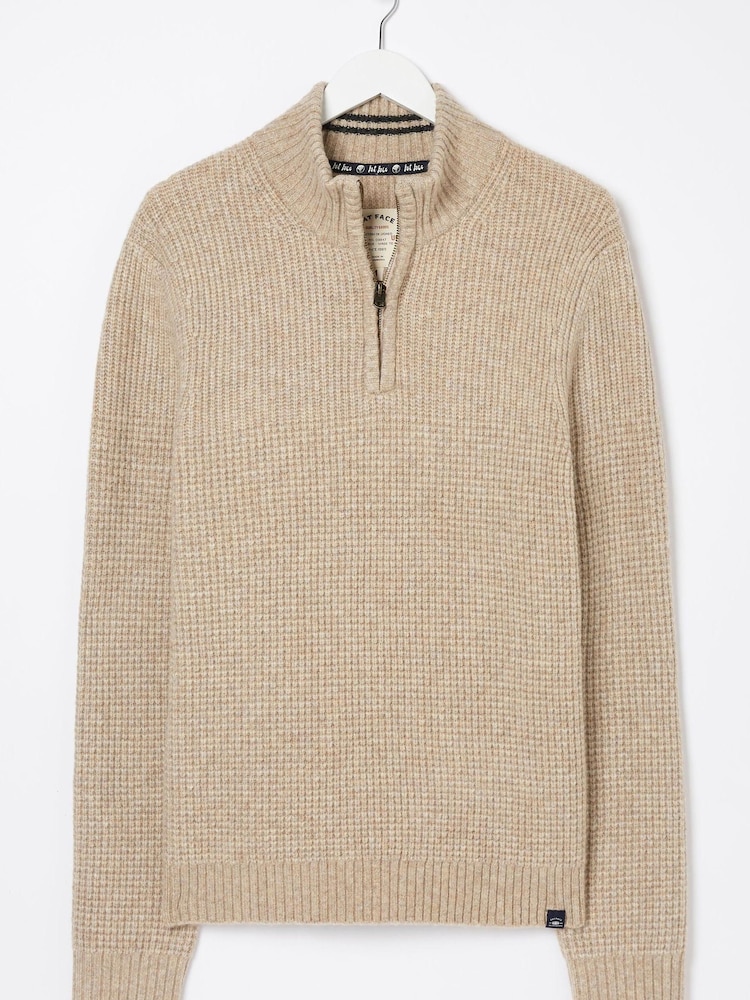 FatFace Natural Calder Half Neck Jumper - Image 6 of 6