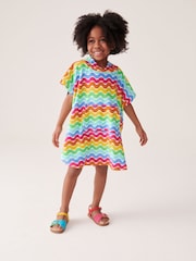 Little Bird by Jools Oliver Multi Pastel Rainbow 100% Cotton Hooded Towelling Beach Poncho - Image 1 of 9