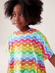 Little Bird by Jools Oliver Multi Pastel Rainbow 100% Cotton Hooded Towelling Beach Poncho - Image 4 of 9